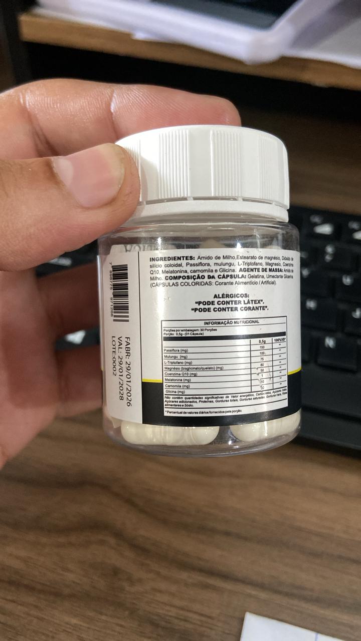 Verso do frasco com informações nutricionais
